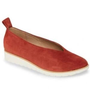 Eileen Fisher Womens Rust Brick Suede Slip On Comfort Demi Wedges Lagenlook 7